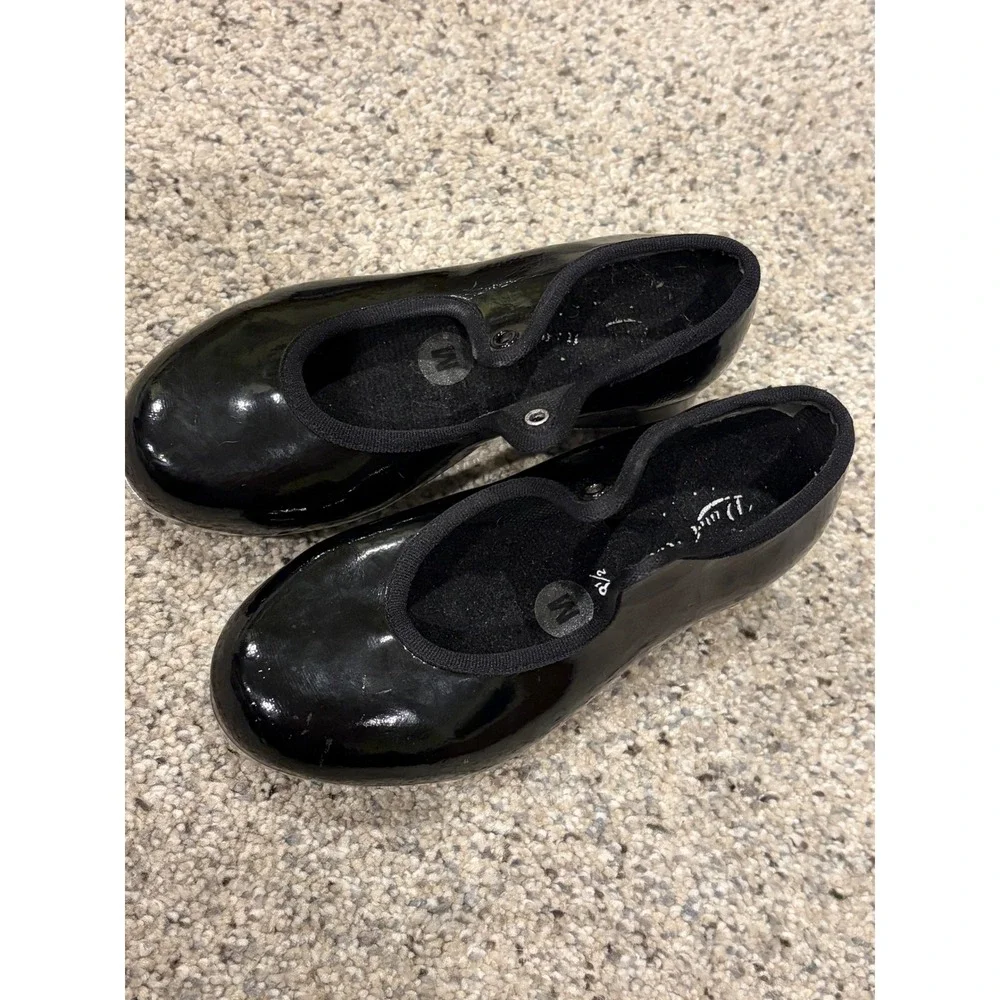 Dance Now Kids Black Patent Mary Jane Tap Shoes Bloch Techno Tap 8.5 M DN3720G